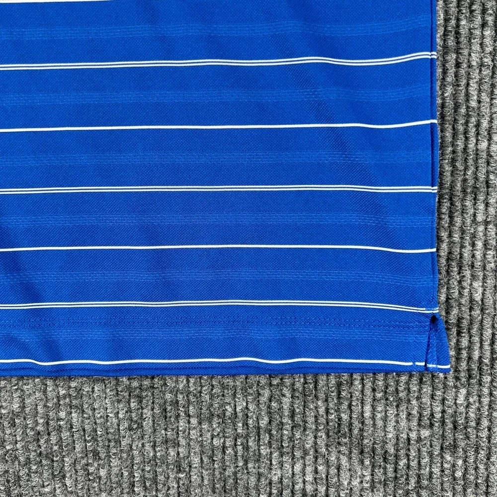 Nike Polo Shirt Mens XL Extra Large Blue Striped Short Sleeve Golf Casual DriFit